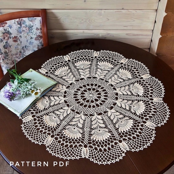 Crochet Flower Doily Patterns, Crochet Doily Pattern Diagram Only, Round Doily Crochet Pattern, Doilies 24 inch, PDF Instant Download