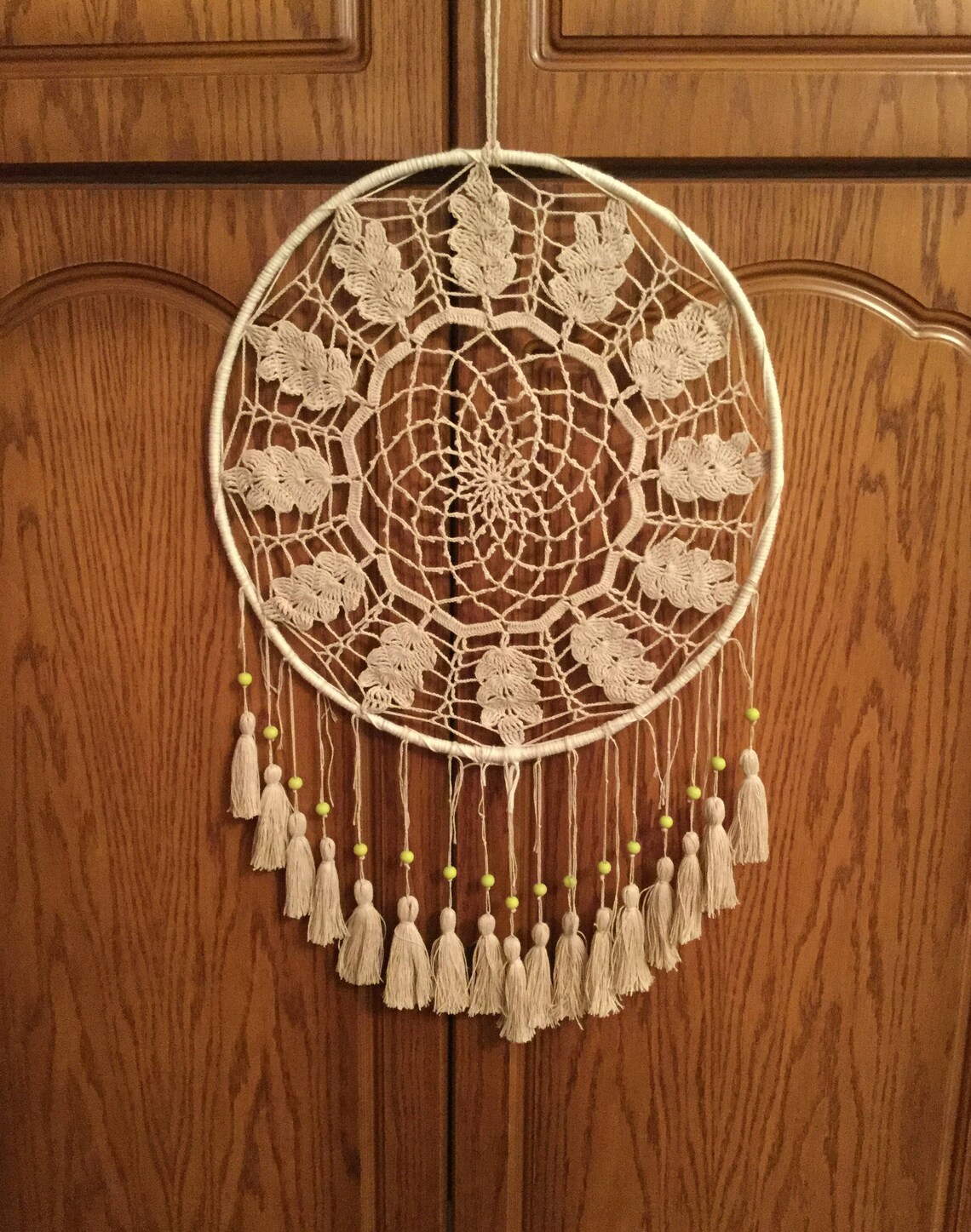 Large Dreamcatcher Crochet Doily Dreamcatcher Handmade Beige Etsy