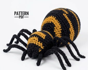 クモの編み図、かわいいあみぐるみクモの作り方、かぎ針編み動物の編み