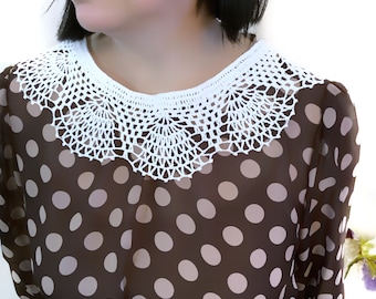 Crochet Collar Lace Pattern - Women Detachable Lace Collar - Vintage Collar Pattern - Crochet Collar Scarf - PDF Digital Download
