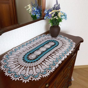 Crochet pattern for oval pineapple doily, vintage table runner, PDF Digital Download image 7