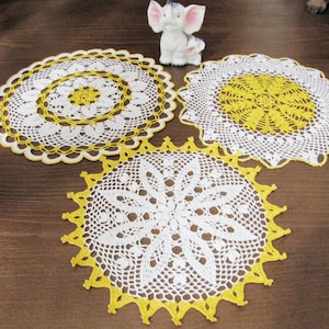 Crochet Doily Pattern Sets, Round Doily Crochet Pattern, Crochet Pattern Diagram, Set 3 Doilies Crochet Pattern, PDF Instant Download