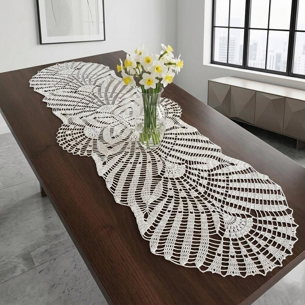 Crochet Table Runner Pineapple Pattern - Crochet Lace Doilies
