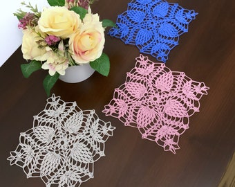 Crochet pattern for small square lace doily, crochet square pineapple doily, crochet lace doilies, PDF Instant Download