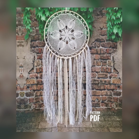 T000112 07_dreamcatcher Large Dream Catcher Crochet Pattern, Wall Hanging Decoration, DIY