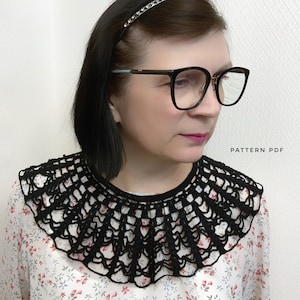 Lace collar crochet pattern, black collar, detachable collar, vintage crochet collar pattern, PDF Digital Download