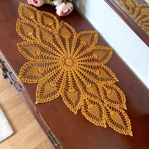 Oval doily crochet pattern, crochet table runner patterns, pineapple crochet tablecloth pattern, vintage style crochet pattern image 10
