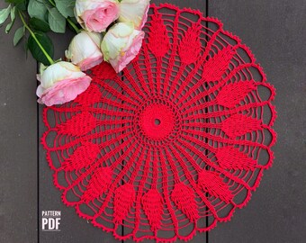 Crochet doily pattern, round lace doily tutorial, Valentine’s doily, vintage doilies crochet, PDF Instant Download