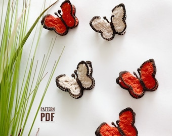 Crochet butterfly pattern, crochet applique pattern, butterfly pattern, vintage crochet pattern, INSTANT PDF DOWNLOAD