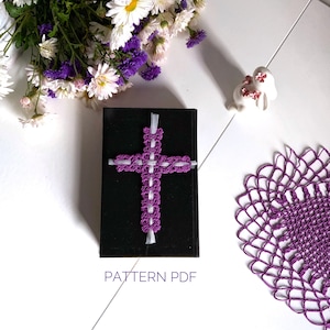 Crochet pattern for cross bookmark, bible bookmark patterns, baptism, crochet cross, Christening, PDF Instant download