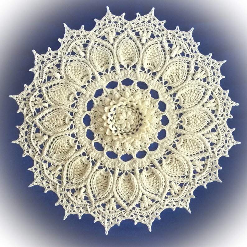 Large crochet doily Highly textured handmade crocheted doily | Etsy