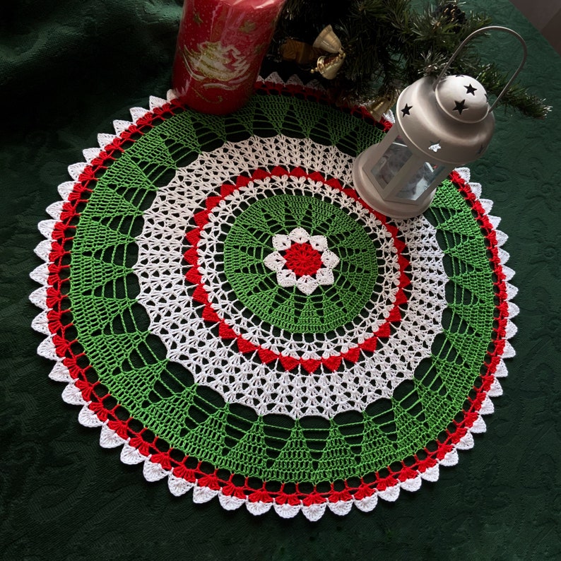 Crochet pattern for Christmas doily, crochet doily, Christmas tablecloth, Christmas patterns crochet, PDF Digital Download image 2