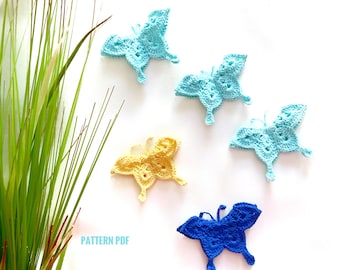 Crochet pattern butterfly, crochet applique pattern, butterfly pattern, vintage crochet pattern, INSTANT PDF DOWNLOAD