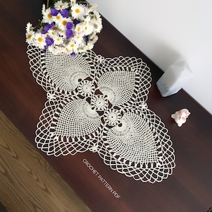 Oval Table Runner Crochet Pattern - Pineapple Oval Doily Pattern - Crochet Oval Pineapple Runner - PDF Instant Download