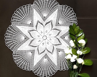 レースの円形テーブルクロスの編み図 - 編み図付きドイリーの編み図