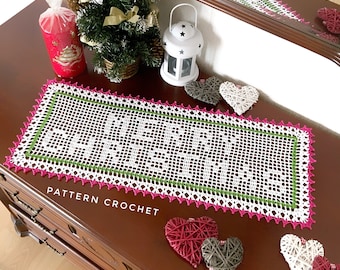 Christmas crochet pattern, filet crochet doily, Christmas holiday crochet patterns, Pdf Instant Download
