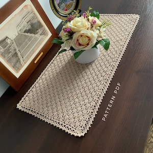 Crochet doily pattern, table runner pattern, crochet pattern DIY, written instruction, Digital Download