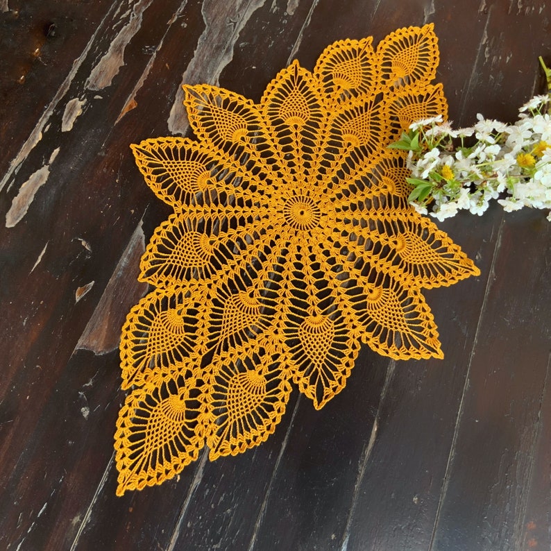 Oval doily crochet pattern, crochet table runner patterns, pineapple crochet tablecloth pattern, vintage style crochet pattern image 5