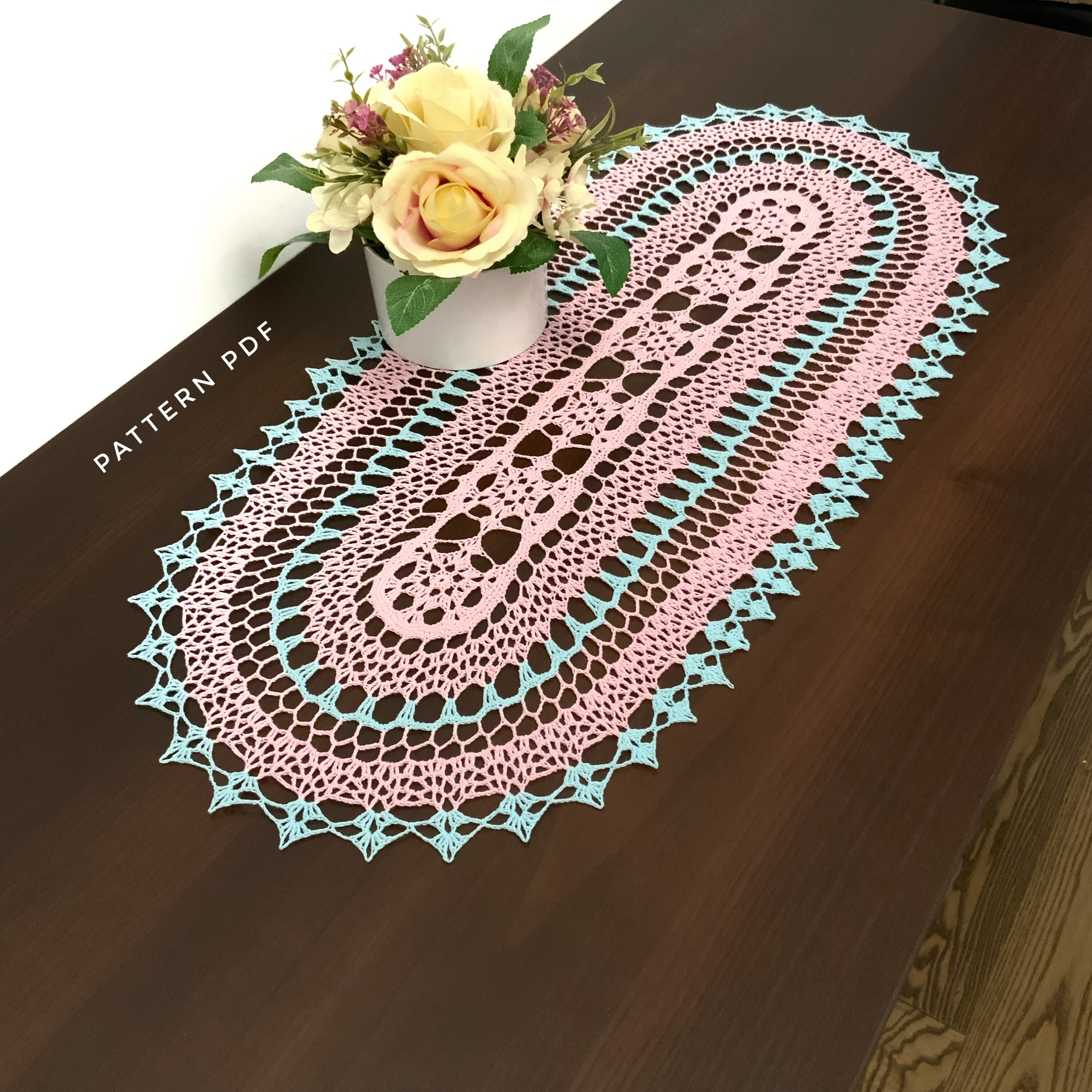 Oval Doily Pattern, Doilies Crochet Pattern, Row by Row
