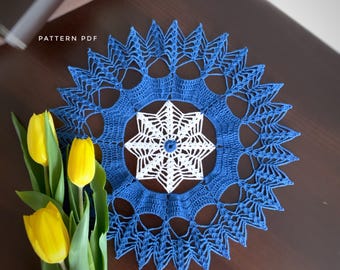 Crochet Lace Doilies Pattern - Spring Crochet Doily Pattern- 13 inch Lace Doily - Round Table Runner Crochet - PDF Digital Download