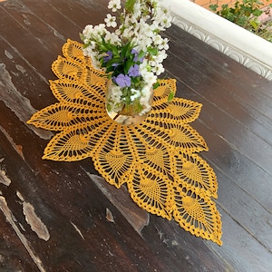 Oval doily crochet pattern, crochet table runner patterns, pineapple crochet tablecloth pattern, vintage style crochet pattern image 9