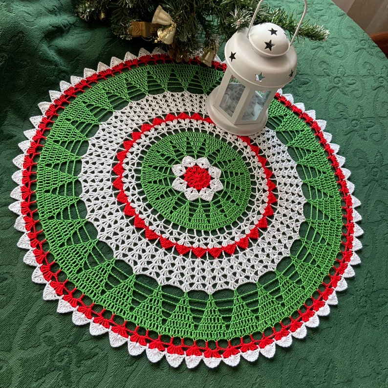 Crochet pattern for Christmas doily, crochet doily, Christmas tablecloth, Christmas patterns crochet, PDF Digital Download image 4