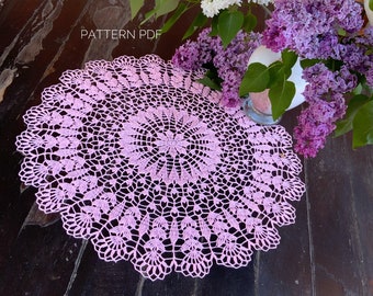 Pattern for crochet doily, round doily centrepiece, doily crochet pattern, step by step crochet tutorial, pdf digital download