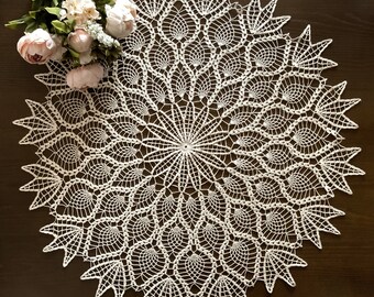 パイナップル柄ドイリーの編み図 - かぎ針編みテーブルクロスの編み図