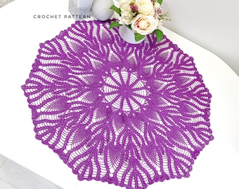 Crochet doily pattern, Pineapple table center doily, PDF crochet pattern, Ukrainian shop, Instant download.