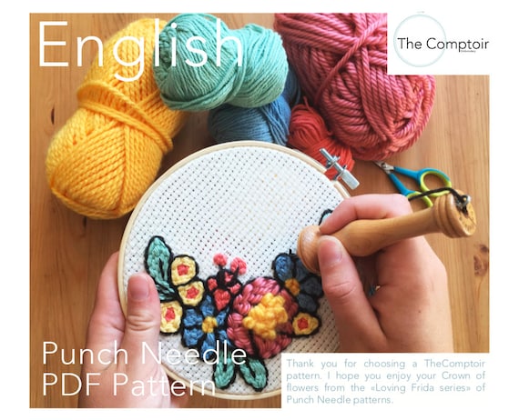 Flowers Crown Punch Needle Pdf Pattern Etsy