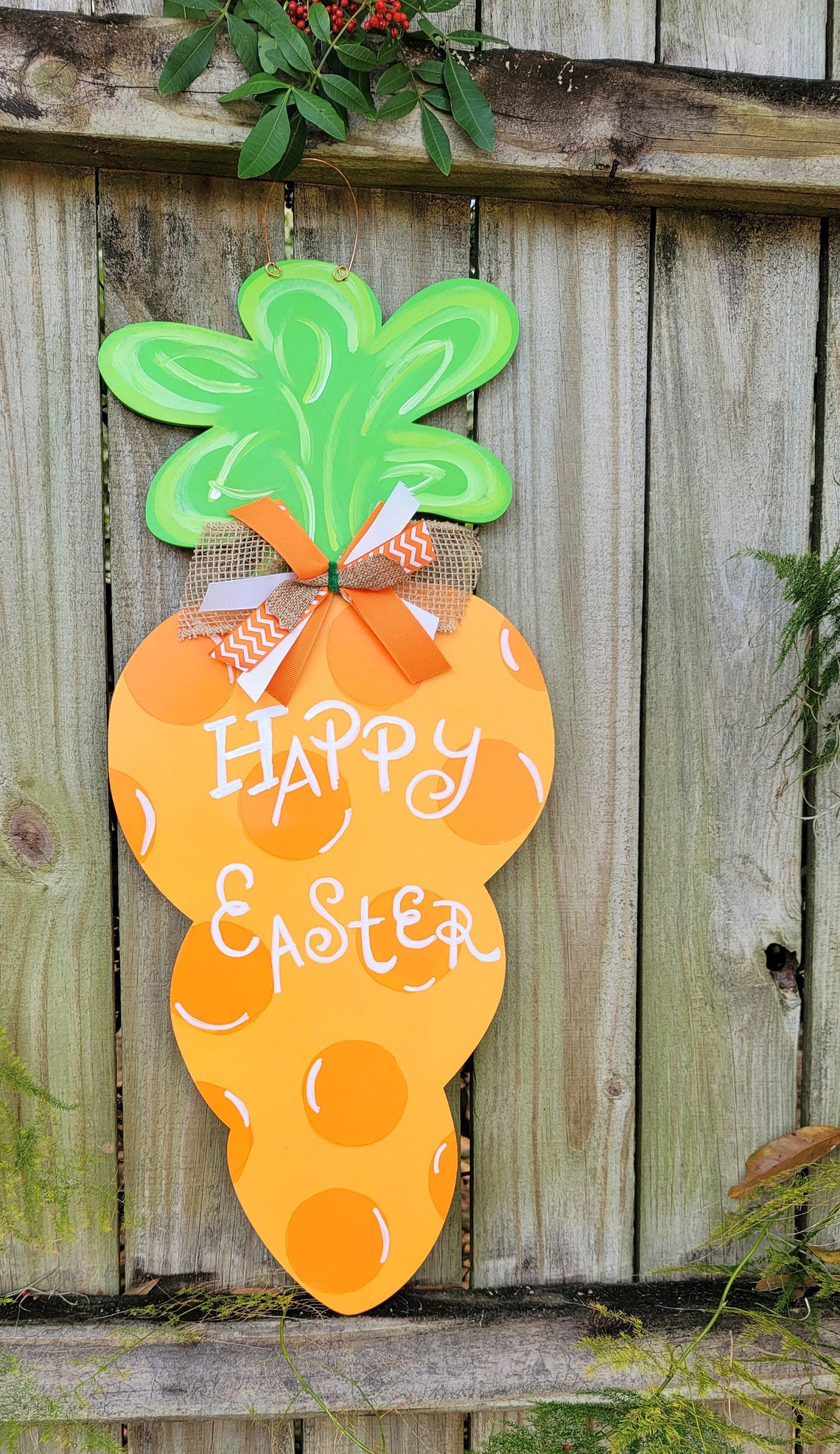Easter Carrot wood front door hanger Free shipping Etsy