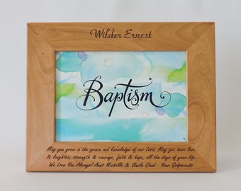 Baptism Gift BOY Christening Gift Personalized Picture Frame Baptism for Godson from Godparents- From Aunt and Uncle