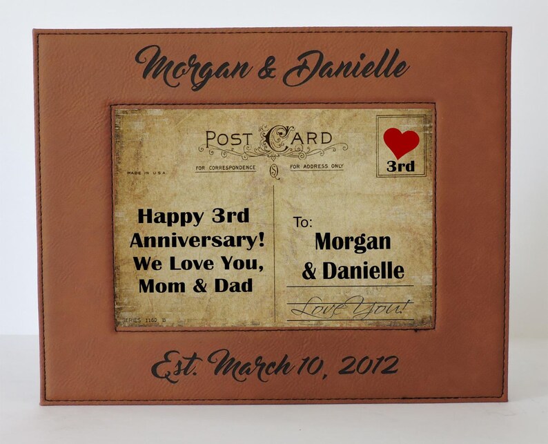Leather Picture Frame Custom Anniversary Photo Gift Image 0