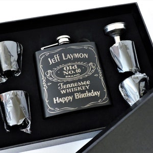 Birthday Gift for him, Bourbon Flask, Executive Gift, Guy Gift, Flask set in presentation box, by Forever Me Gifts