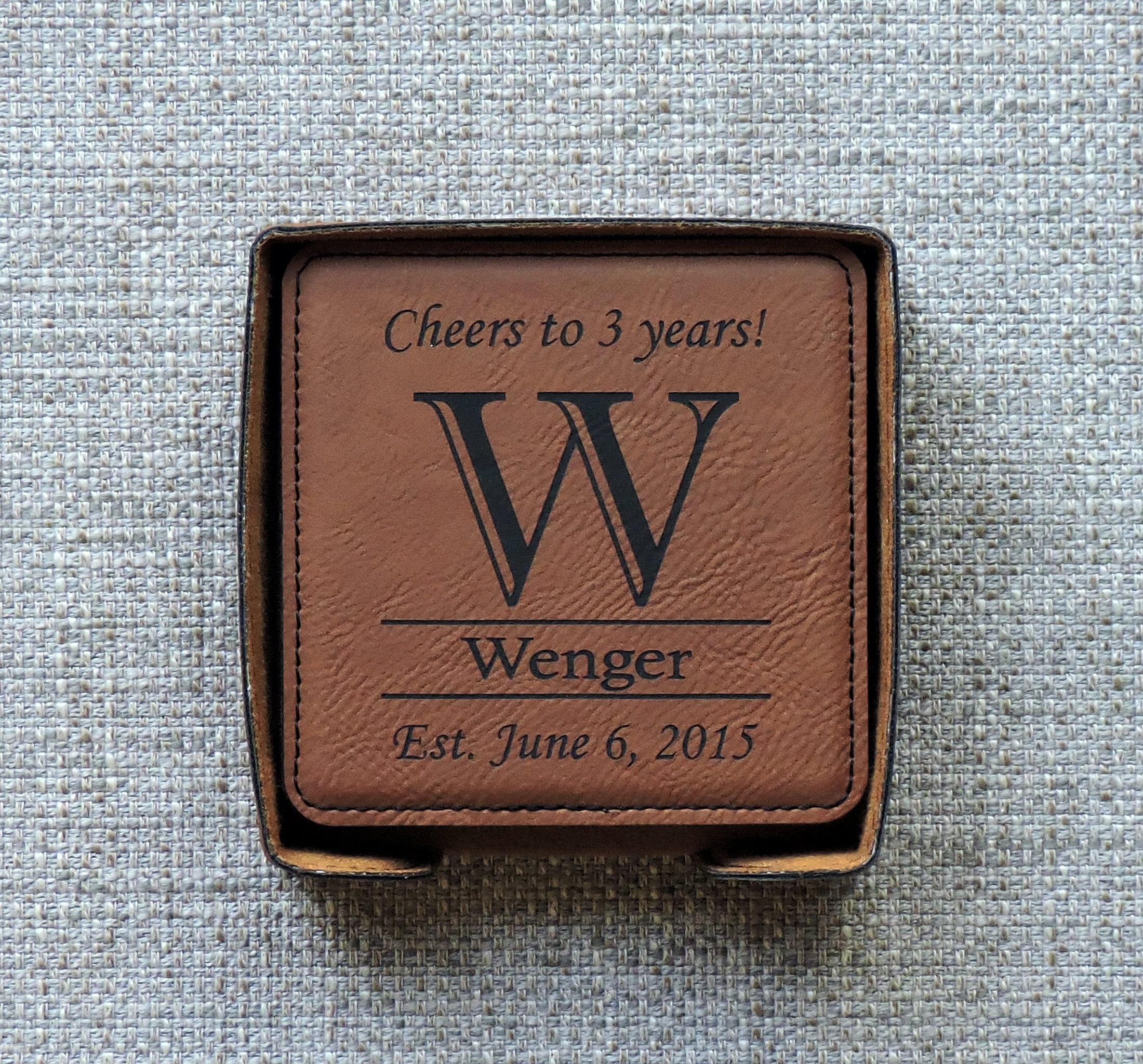 Leather Coasters 3rd Anniversary Leather Gifts Monogramed Etsy