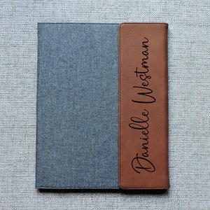 PORTFOLIO Personalized Canvas Leather with Notepad, 9.5" x 12" Customized Leatherette Portfolio, Personalized Business Gift, Monogrammed