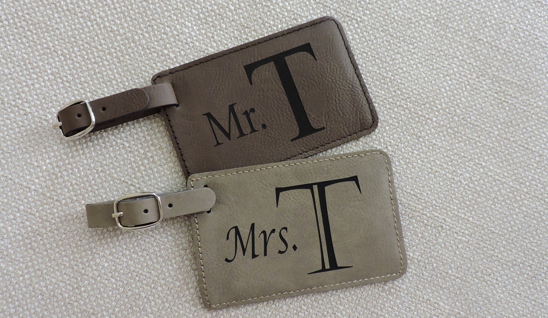 Mr & Mrs Leather Luggage Tags Mr and Mrs Gift for Wedding or Etsy