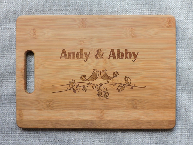 Cutting Board Engraved with Birds Design Personalized Great Etsy