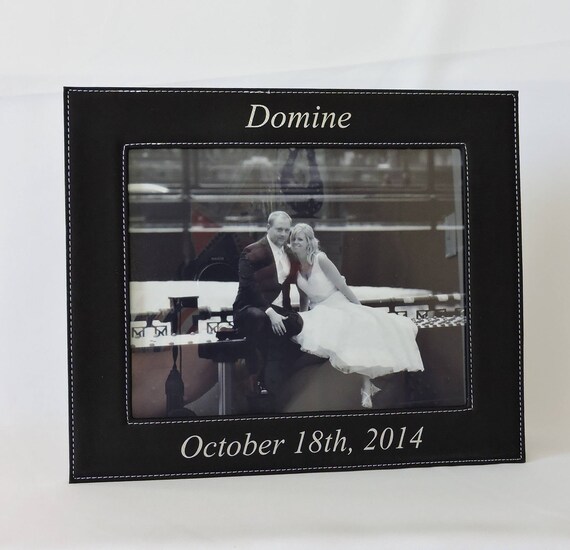 Custom Wedding Or Anniversary Frame Photo Personalized Picture In Black Leather