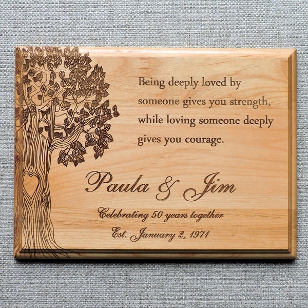50th Anniversary Wood Plaque , Personalized 50th Golden Anniversary Wood Poem Wedding Anniversary Gift