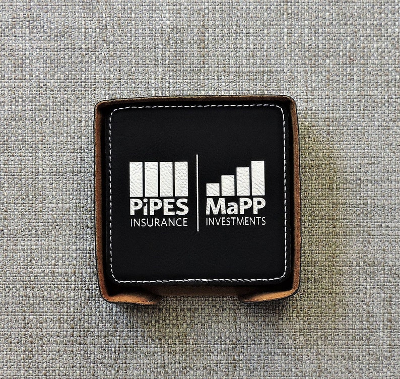 Coasters With Logo Your Business Logo on Leather Coasters by Etsy