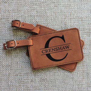 Luggage Tags  Personalized bag tags, Personalized Initial Luggage Faux Leather Luggage Tags