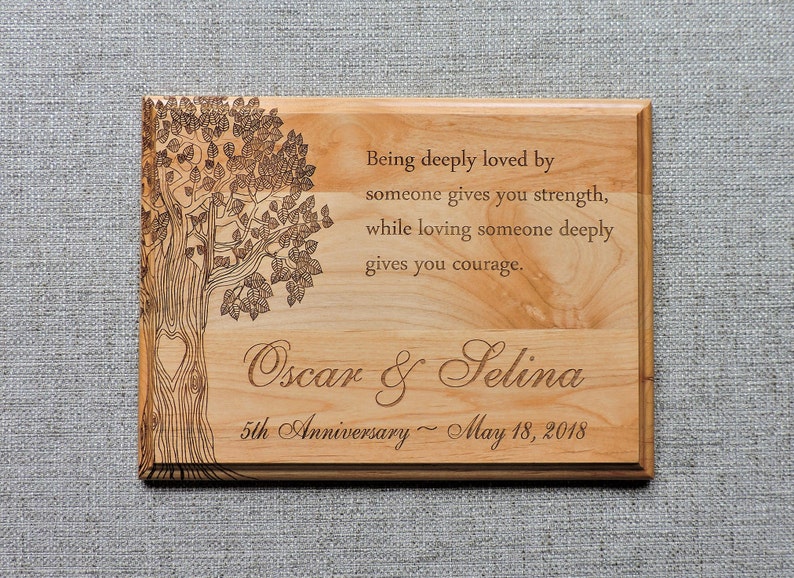 Wood Anniversary Gift With Poem Personalized 5th Wood Etsy
