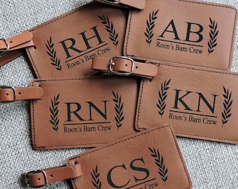 Custom Luggage Tags, Monogrammed Leather Luggage Tags, Personalized Travel Gift, Great stocking stuffers