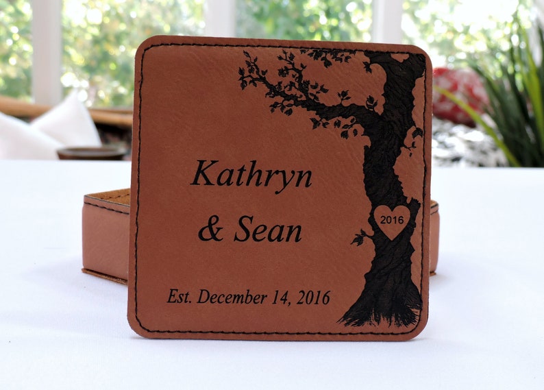 Leather Coasters 3rd Anniversary Leather Gifts Monogramed Etsy
