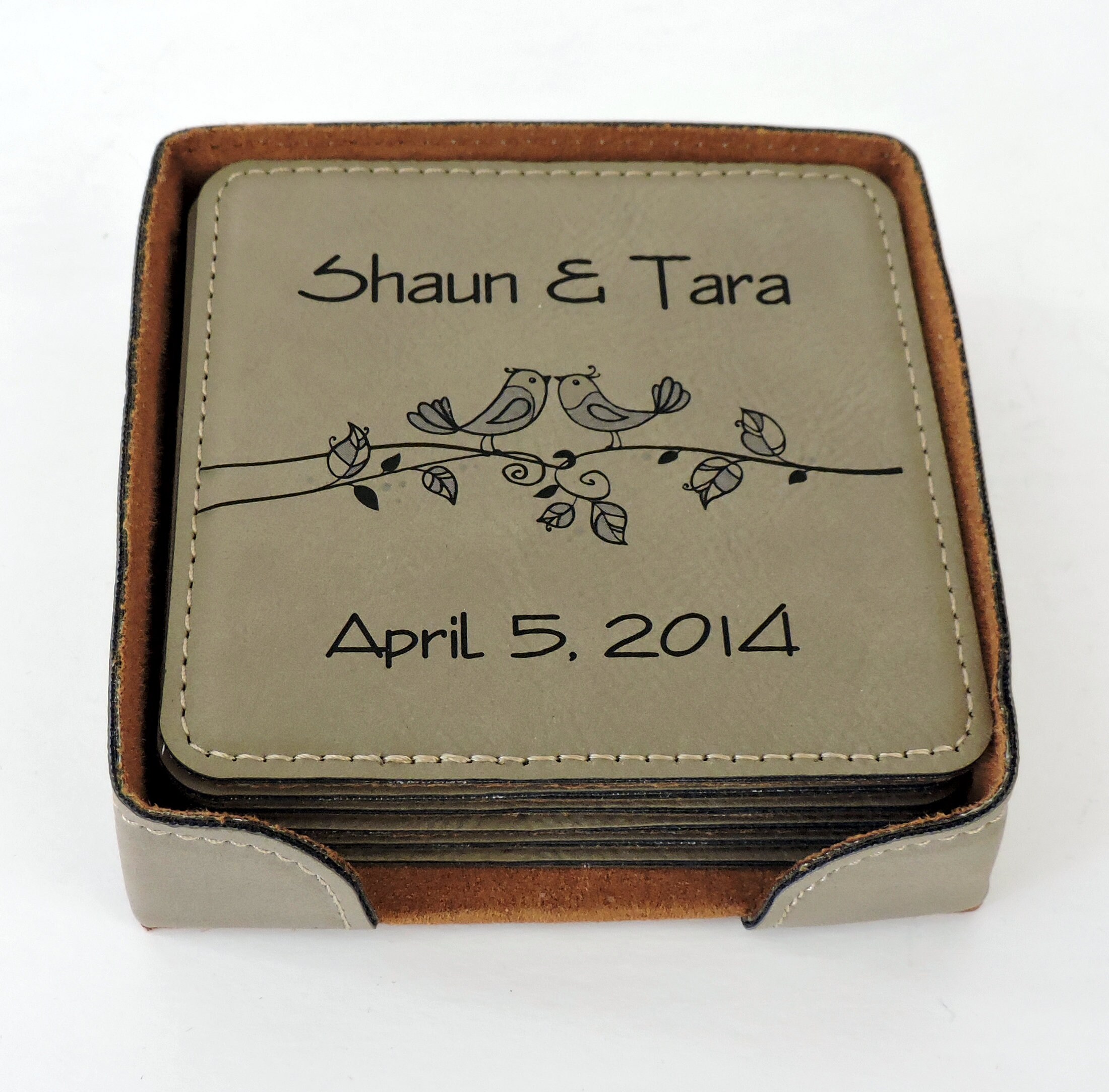 Leather Anniversary Coasters Personalized Anniversary Gift Etsy