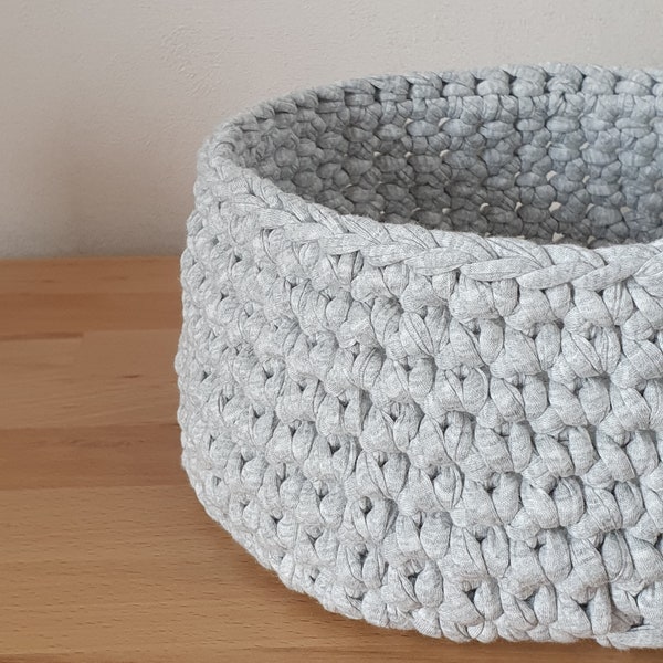 Panier rond crochet gris