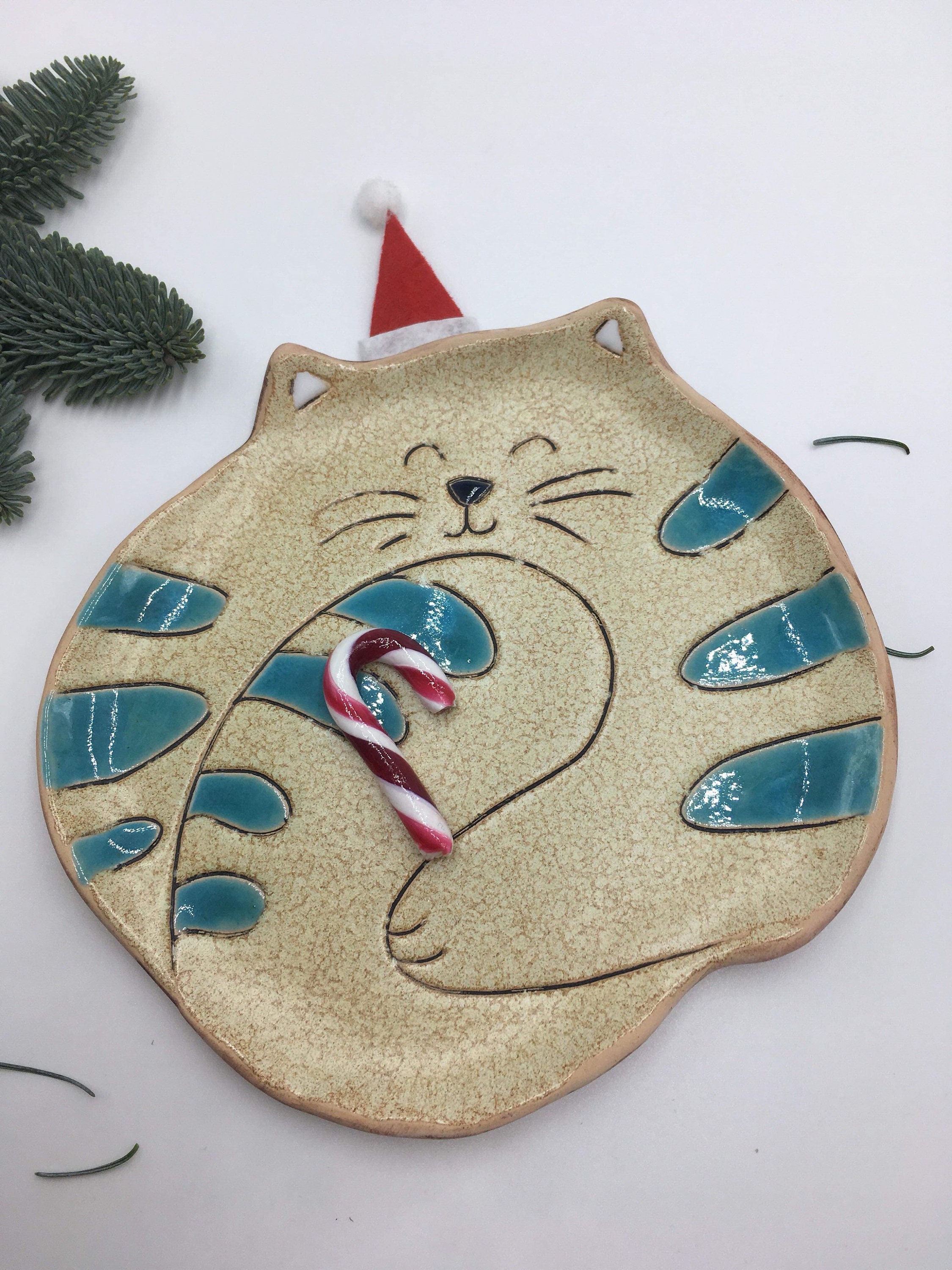 Ceramic cat plate cute ceramic cat plate pottery cat plate Etsy