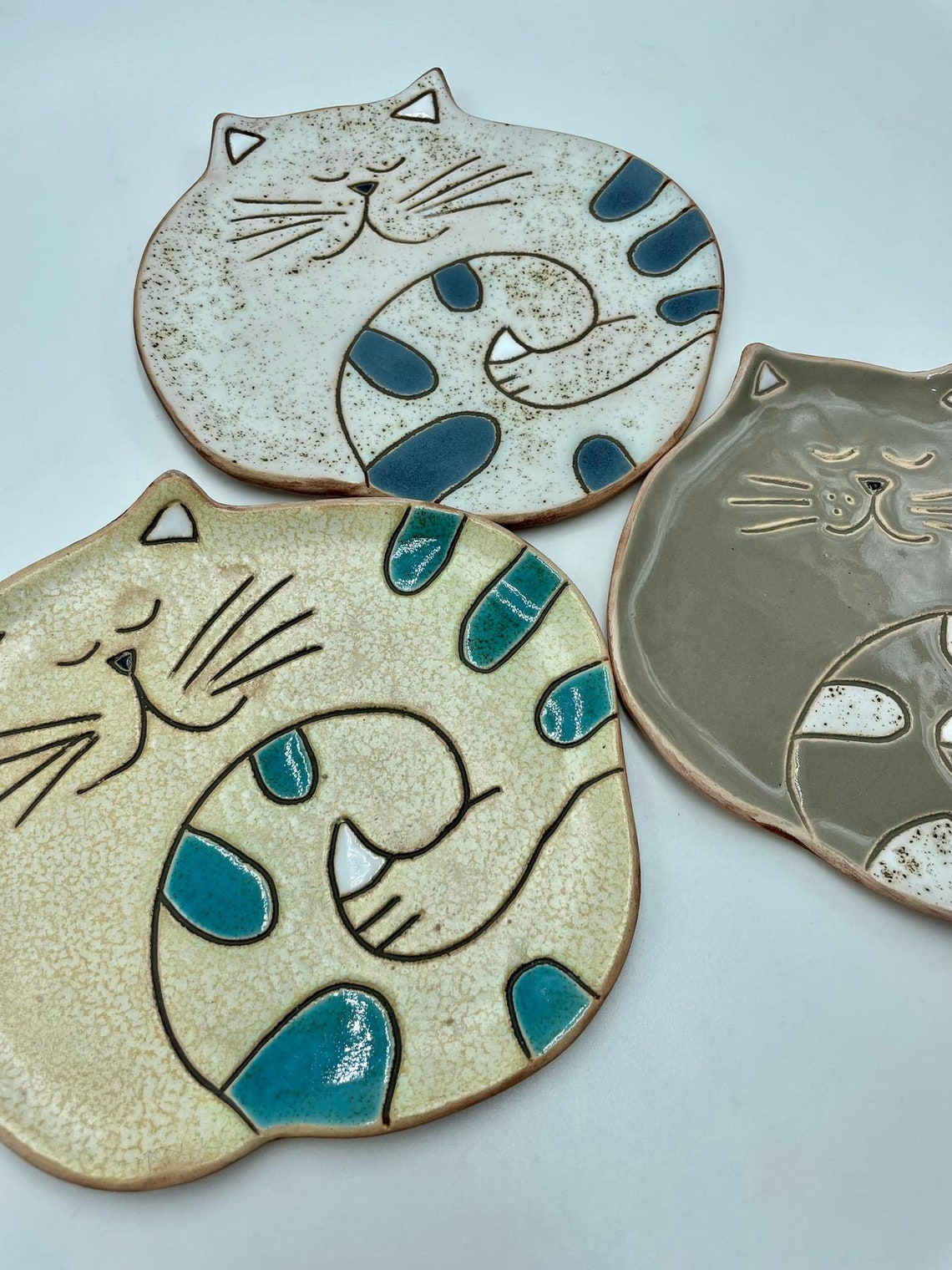 Ceramic Cat Plate Cute Ceramic Cat Plate Pottery Cat Plate Etsy