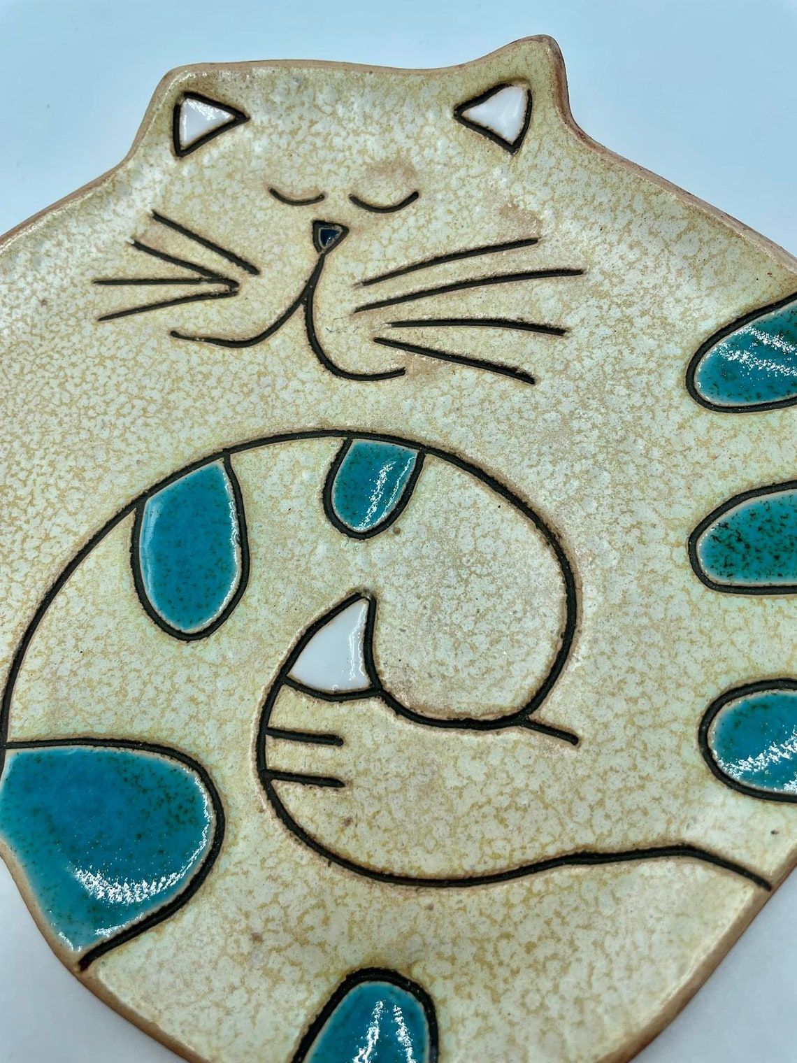 Ceramic Cat Plate Cute Ceramic Cat Plate Pottery Cat Plate Etsy